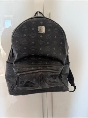 MCM Black Monogram Leather Backpack
